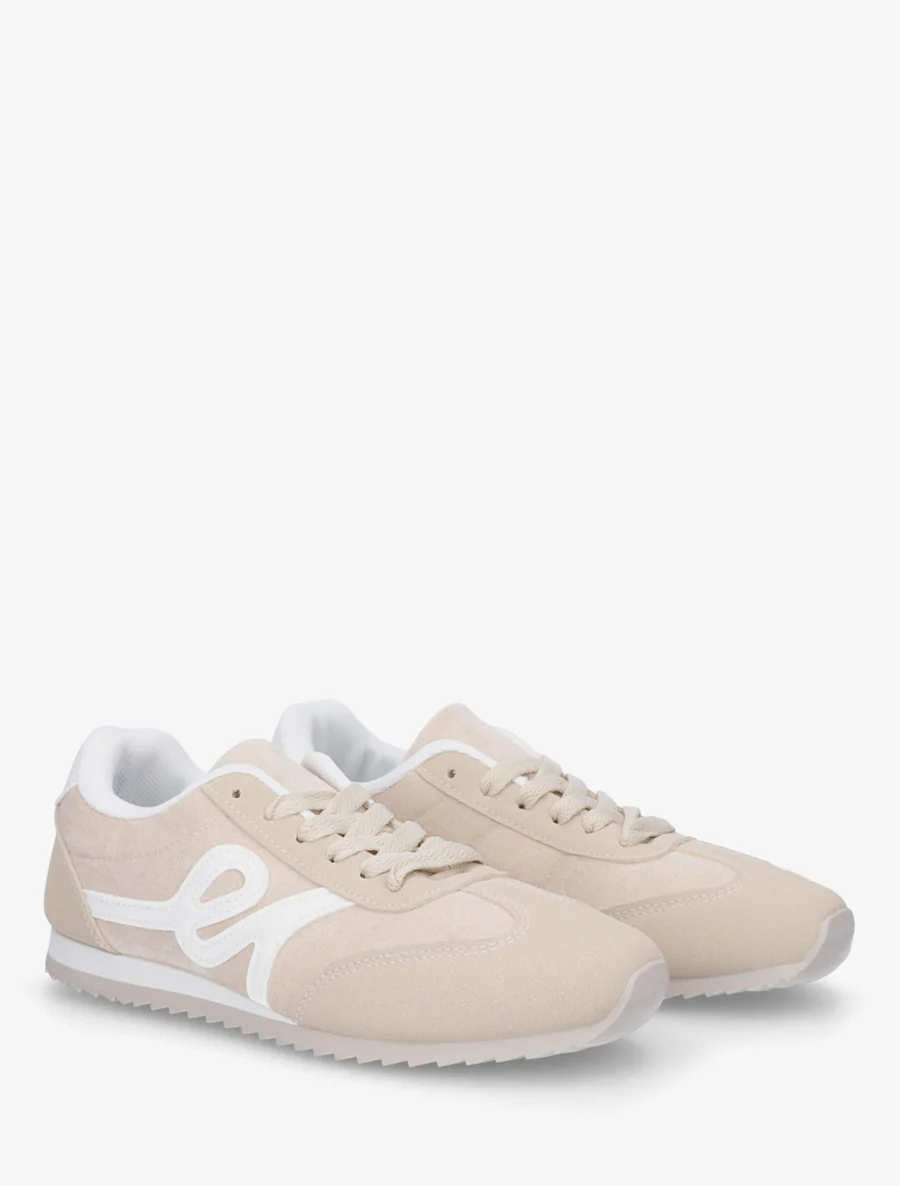 Sneakers en suédine à empiècement effet nubuck - Beige - Image 4