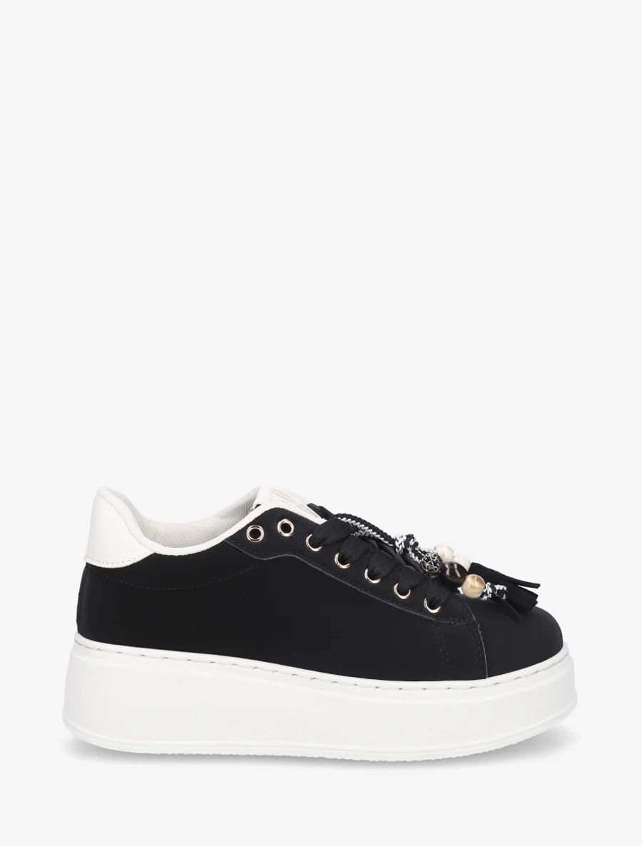 Sneakers en suédine à empiècement perles - Noir