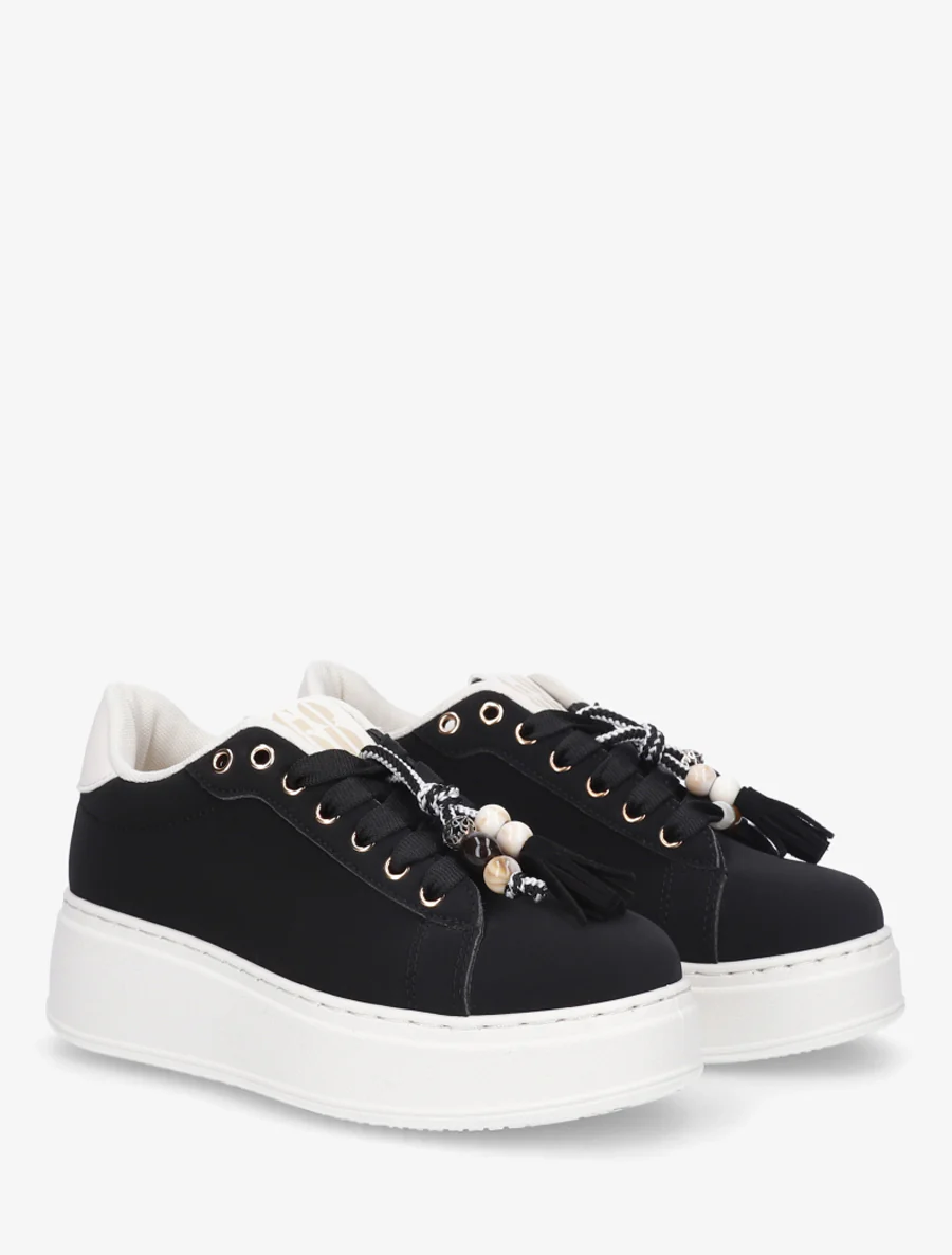 Sneakers en suédine à empiècement perles - Noir - Image 4