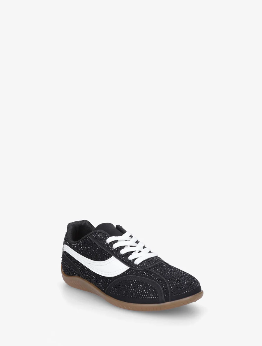 Sneakers en suédine à strass - Noir - Image 2