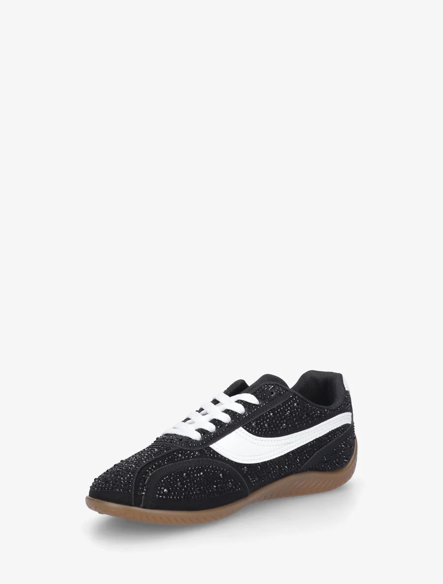 Sneakers en suédine à strass - Noir - Image 3