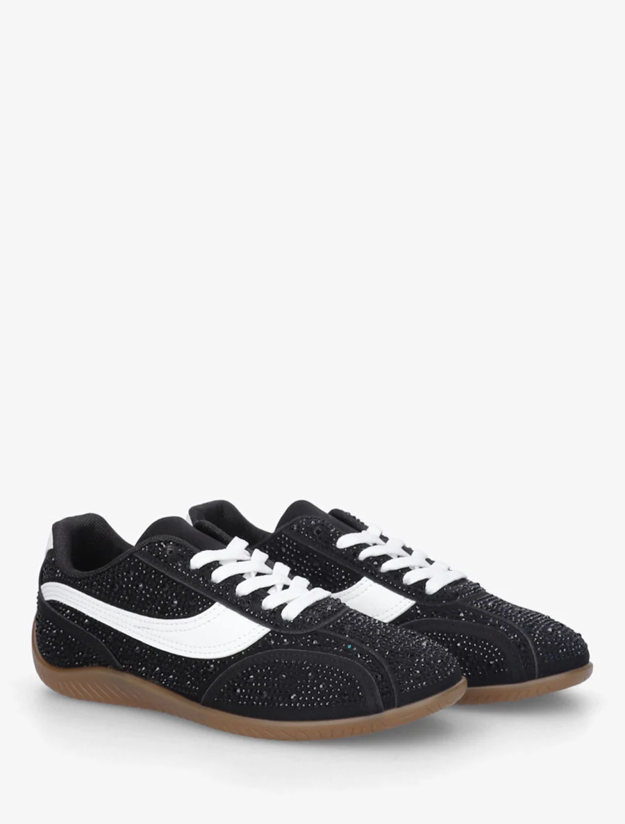 Sneakers en suédine à strass - Noir - Image 4