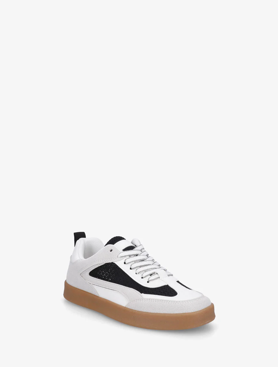 Sneakers en suédine et tissu ajouré - Noir - Image 2