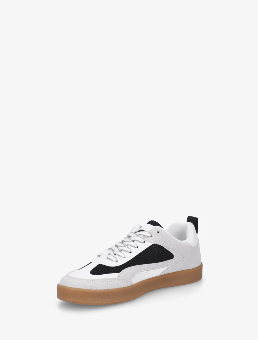 Sneakers en suédine et tissu ajouré - Noir - Image 3