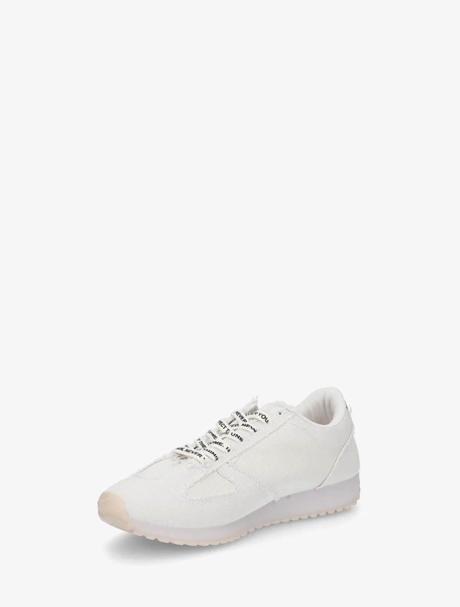 Sneakers en tissu à lacets floqués - Beige - Image 3
