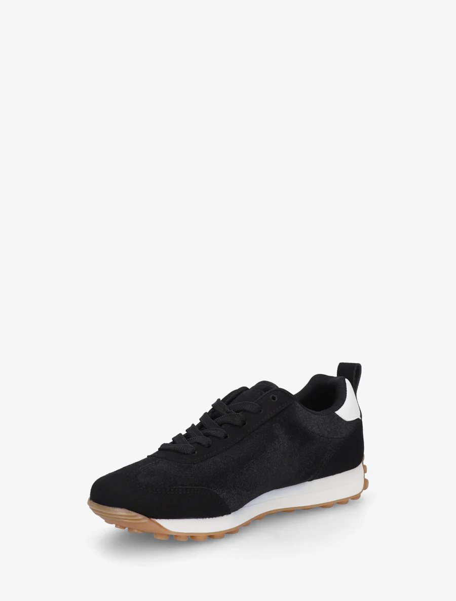 Sneakers en velours à détails contrastants - Noir - Image 3