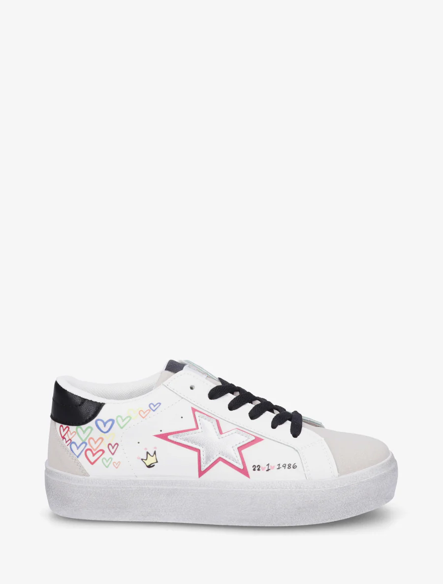 Sneakers floqués à semelle effet vintage - Gris