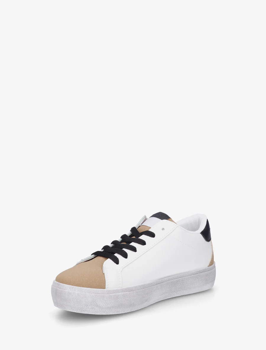 Sneakers floqués à semelle effet vintage - Taupe - Image 3