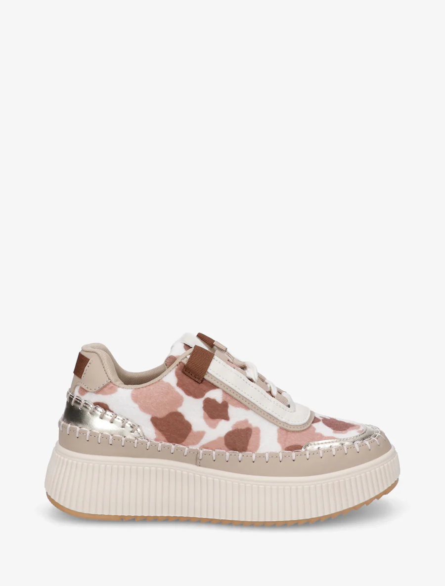Sneakers imprimés à semelle plateforme - Rose/marron
