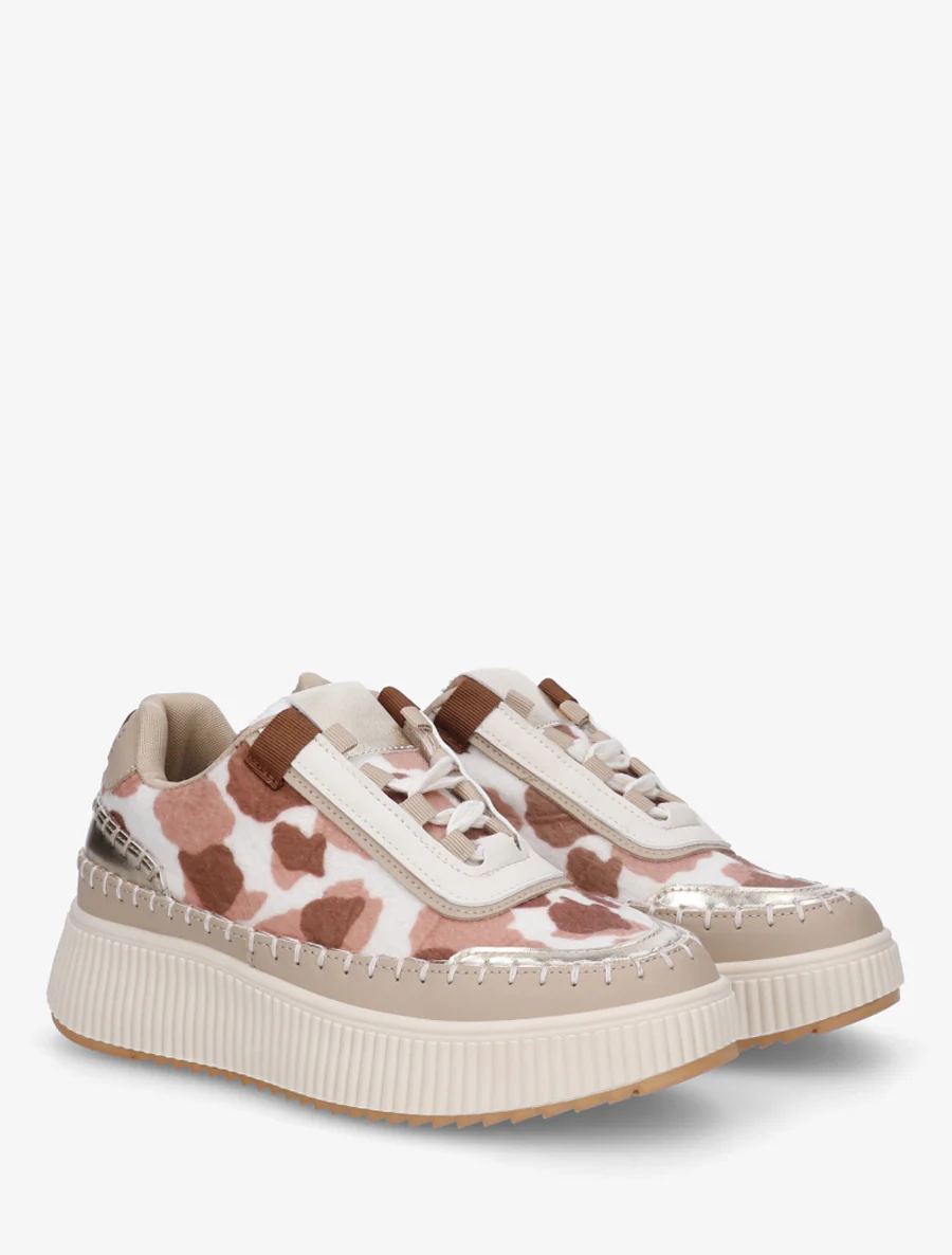 Sneakers imprimés à semelle plateforme - Rose/marron - Image 4