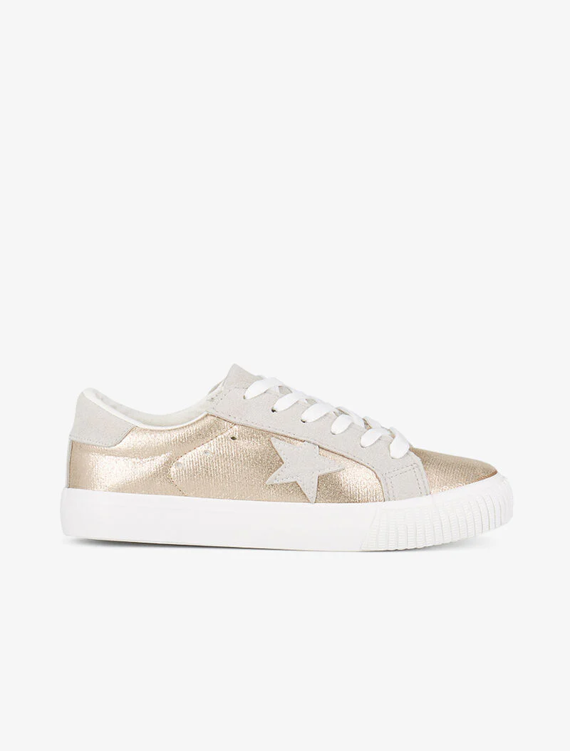 Sneakers irisées à étoiles en suédine - or