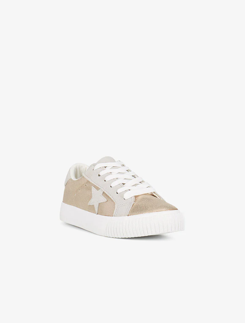 Sneakers irisées à étoiles en suédine - or - Image 2