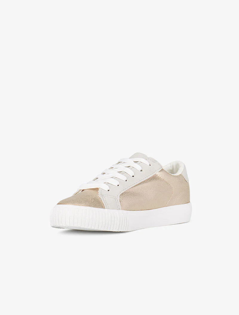 Sneakers irisées à étoiles en suédine - or - Image 3