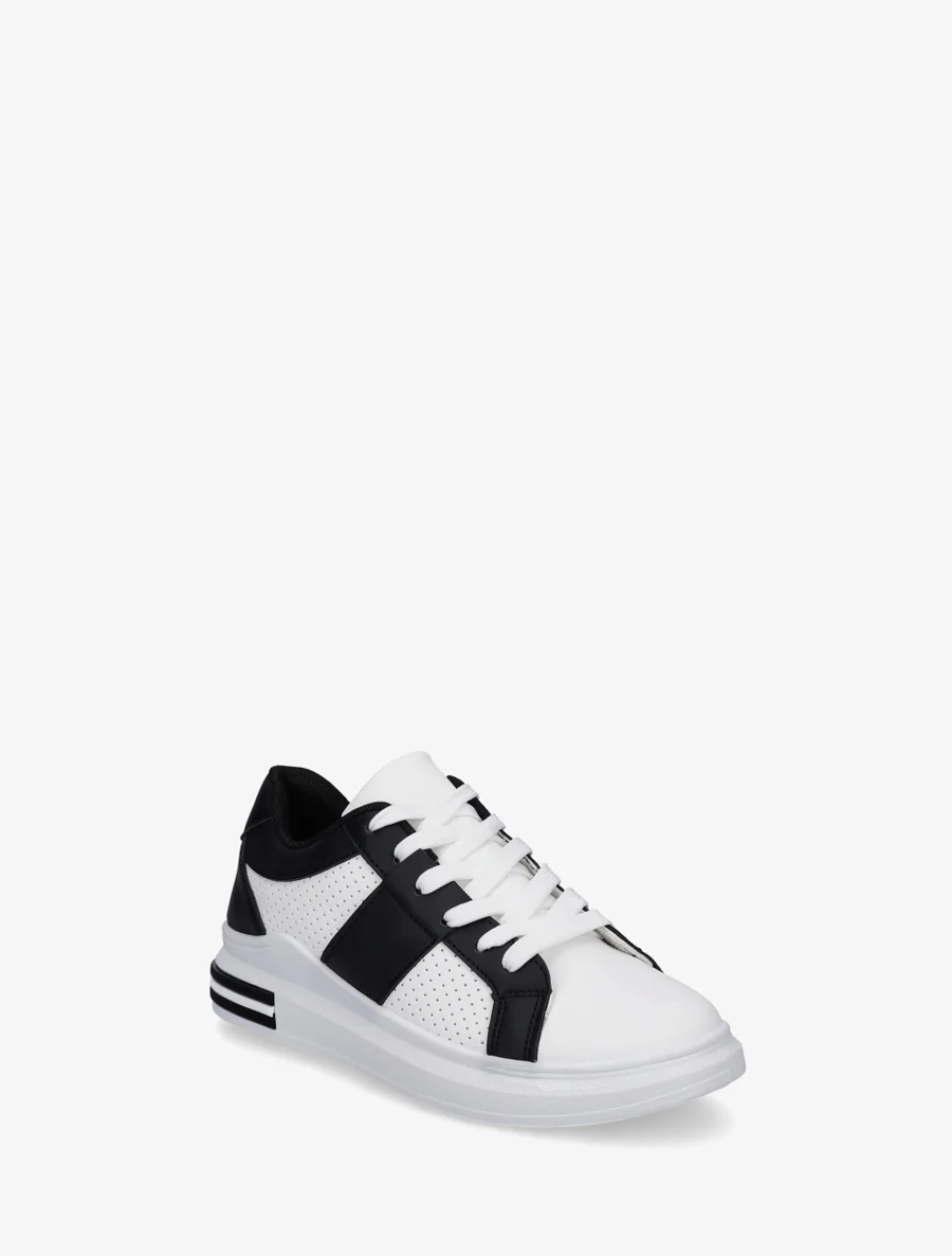 Sneakers perforées en simili - Noir - Image 2