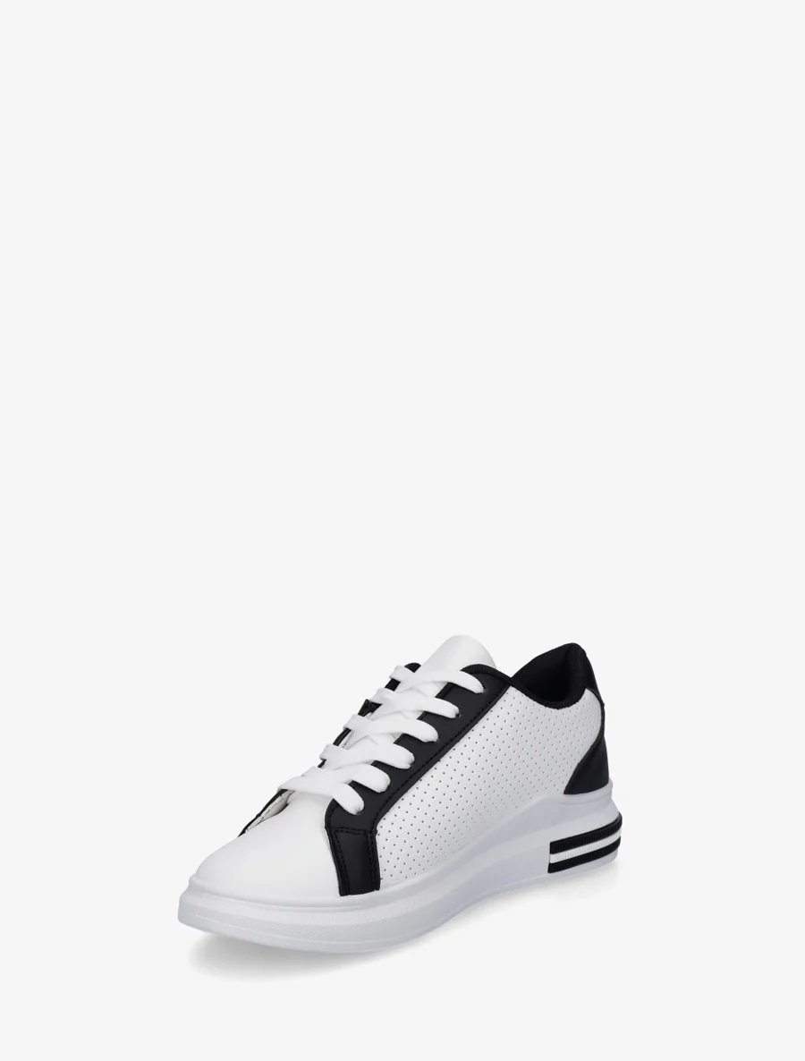 Sneakers perforées en simili - Noir - Image 3