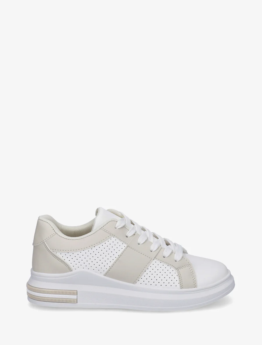Sneakers perforées en simili - Beige