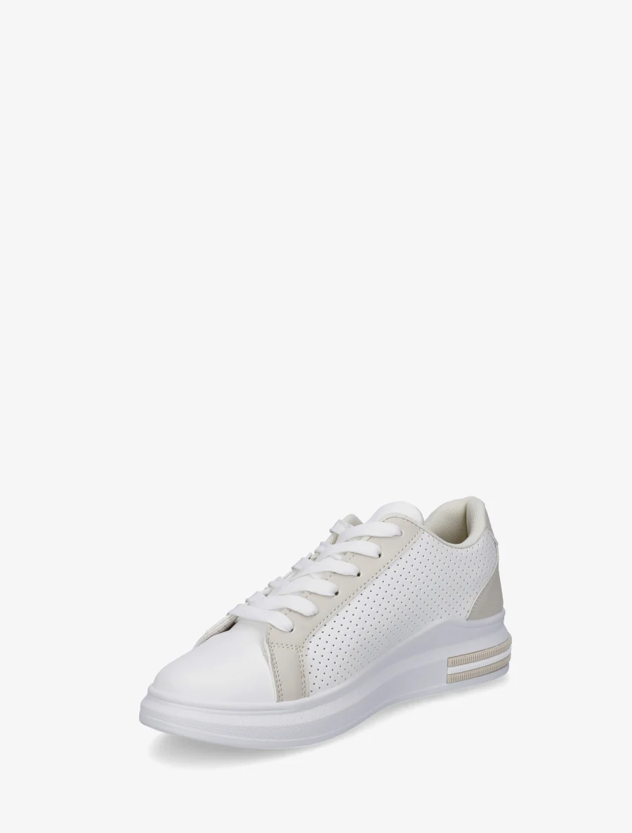 Sneakers perforées en simili - Beige - Image 3
