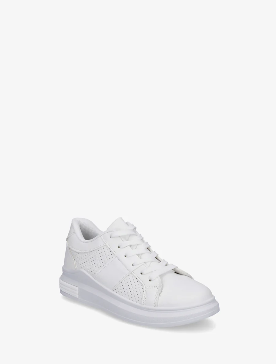 Sneakers perforées en simili - Blanc - Image 2