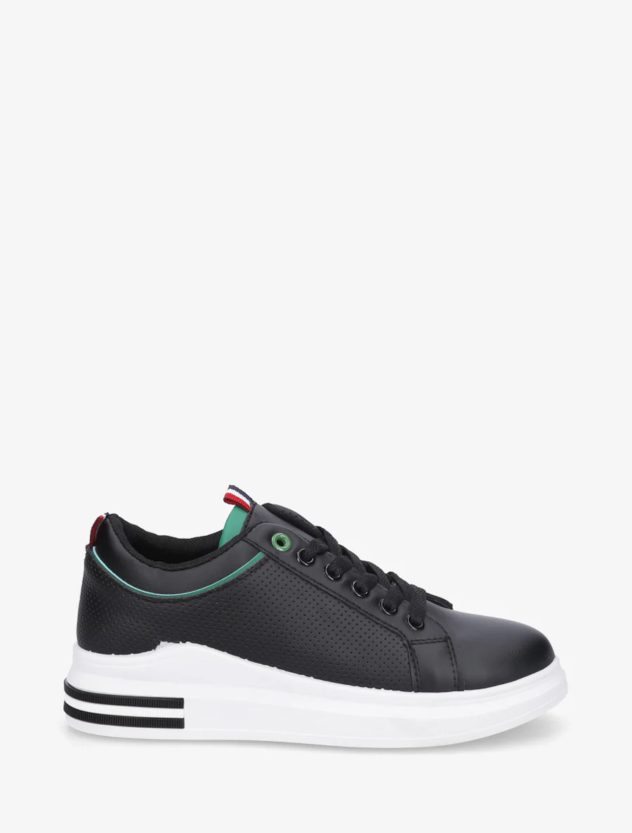 Sneakers piquetés en simili - Noir/vert