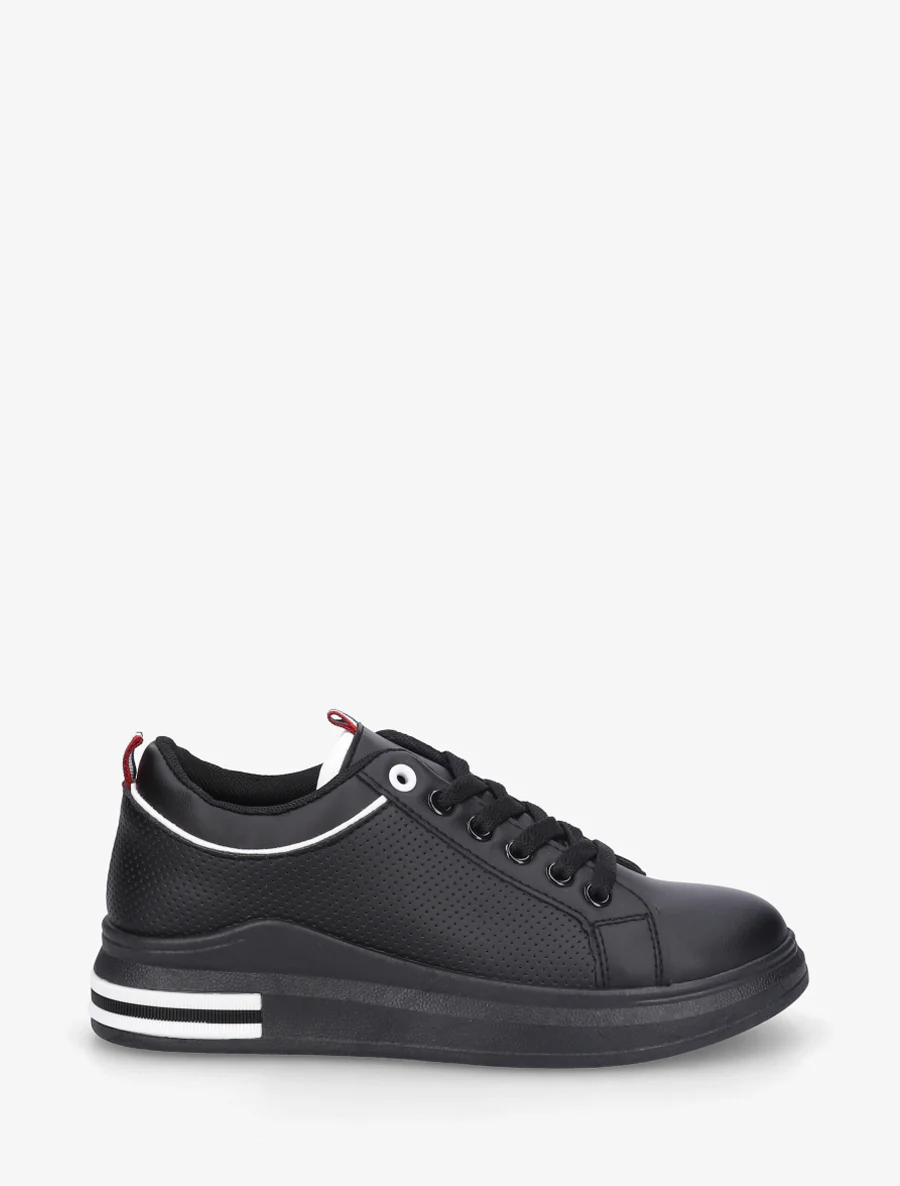 Sneakers piquetés en simili - Noir