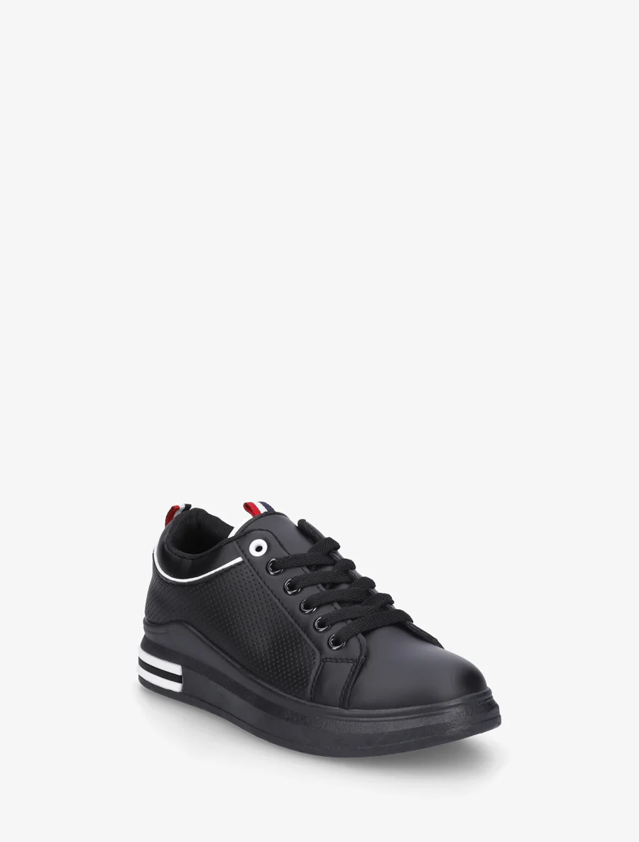 Sneakers piquetés en simili - Noir - Image 2
