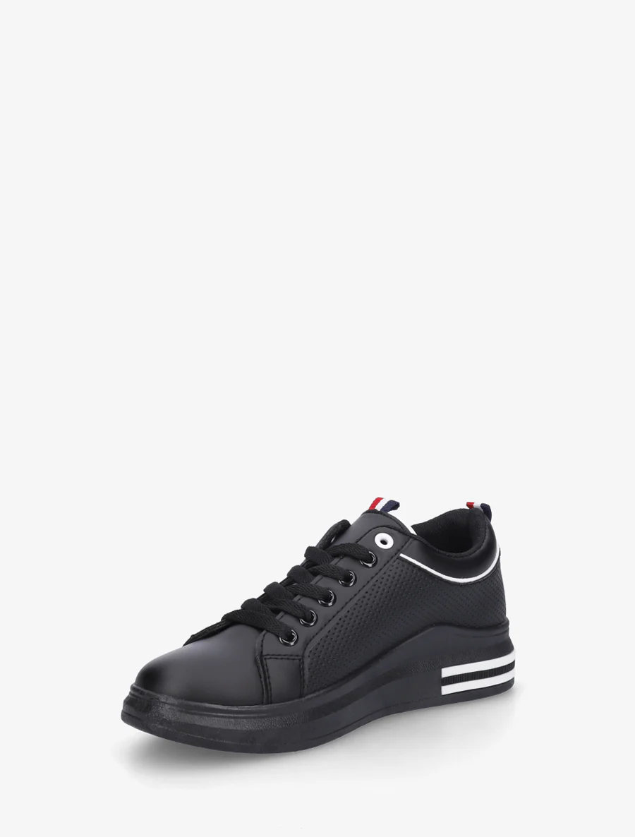 Sneakers piquetés en simili - Noir - Image 3