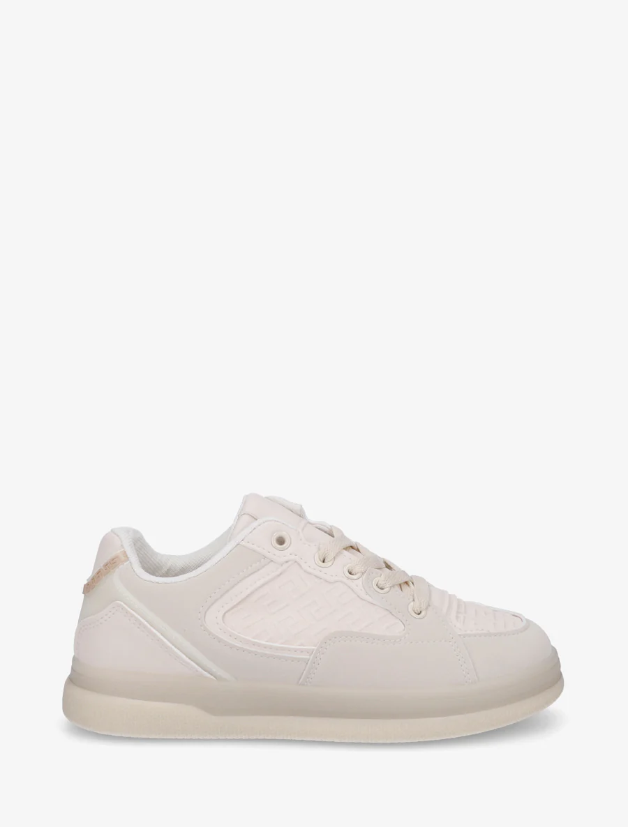 Sneakers plates à imprimé vagues grec - Beige