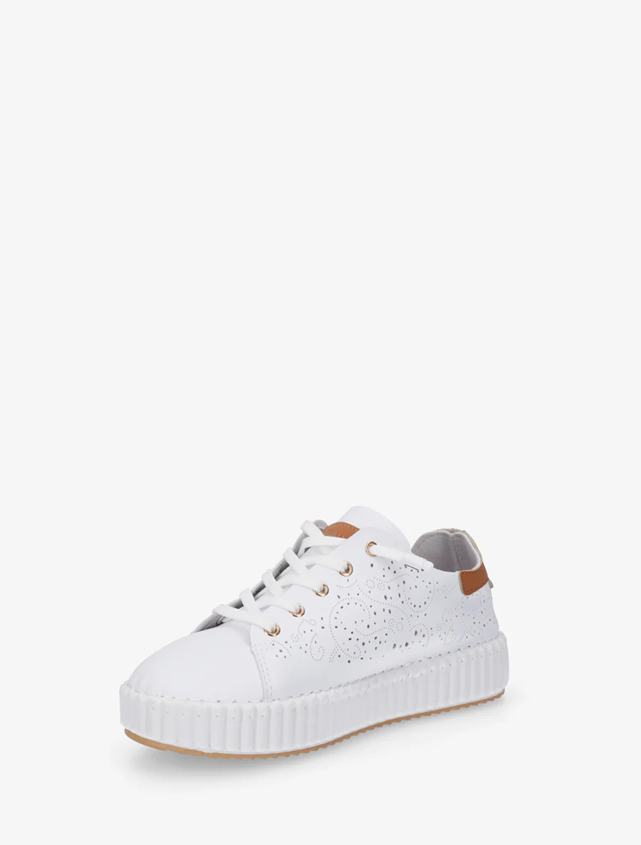 Sneakers souples à motifs ajourés - Blanc - Image 3