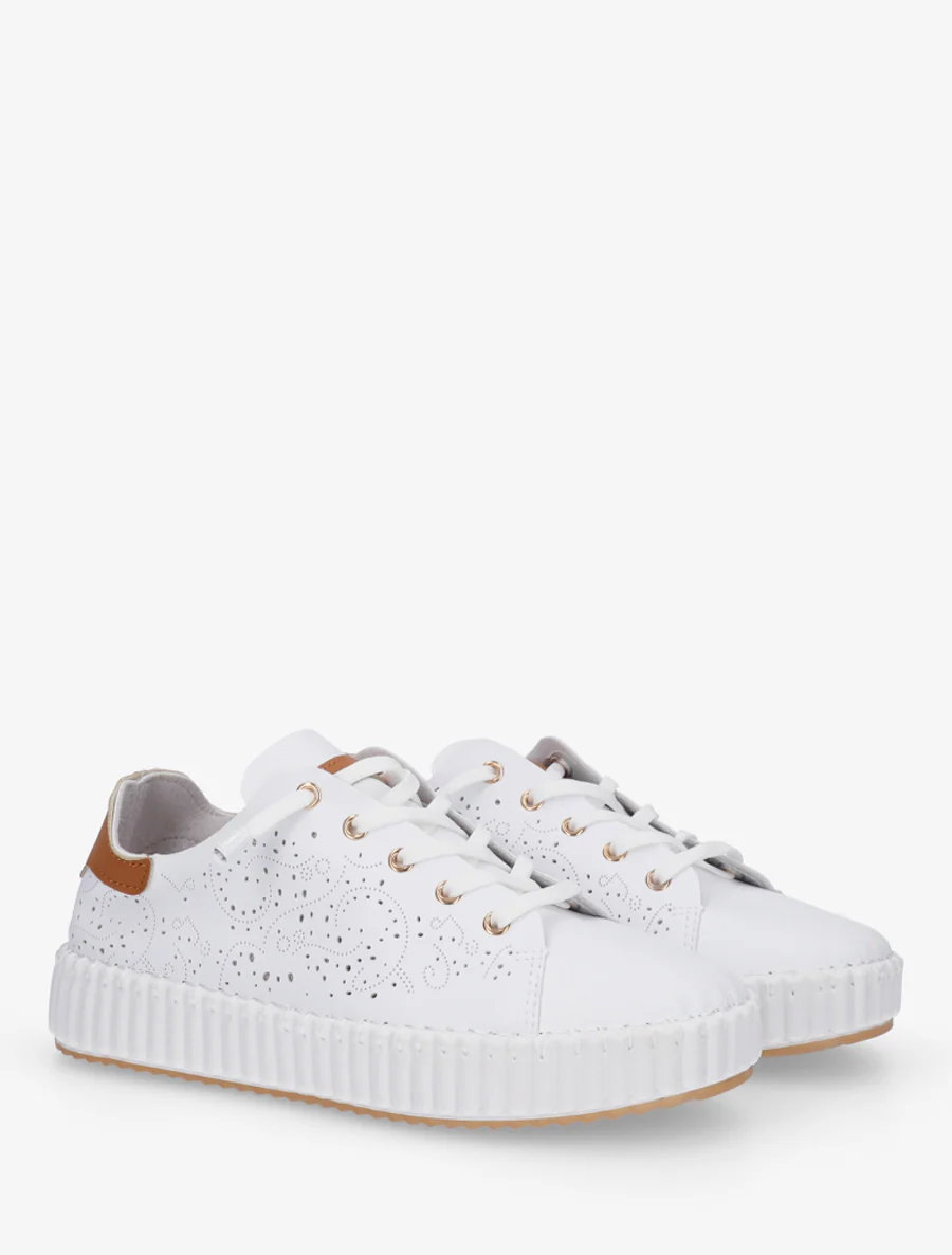 Sneakers souples à motifs ajourés - Blanc - Image 4