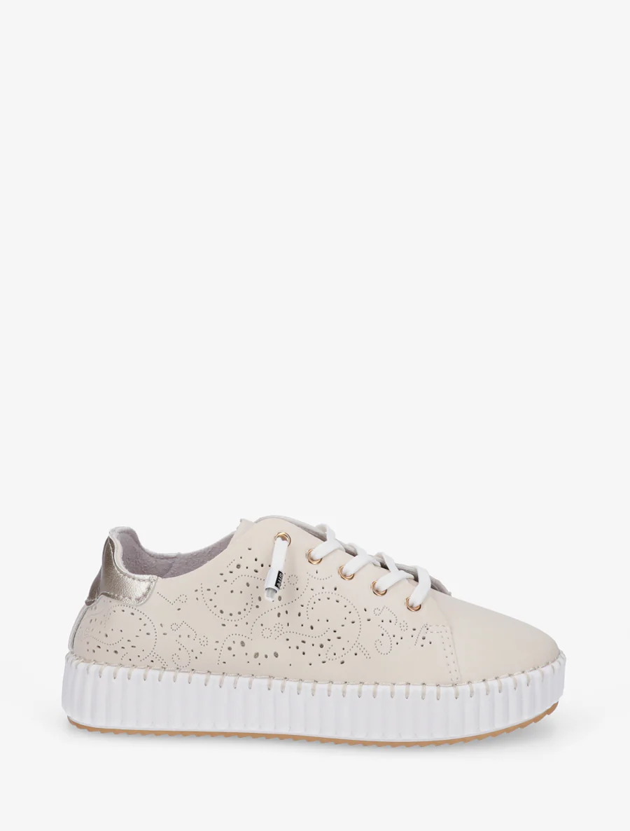 Sneakers souples à motifs ajourés - Beige