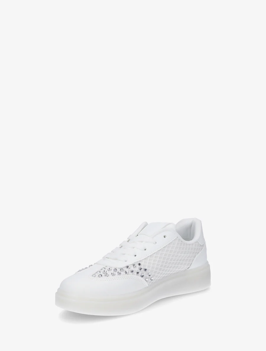 Sneakers strassées à semelle caoutchouc - Blanc - Image 3