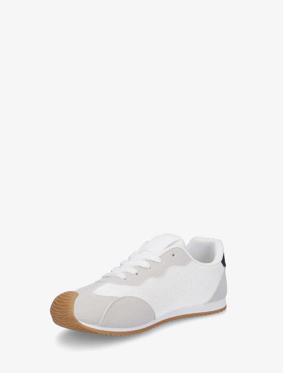 Sneakers texturés effet nubuck - Blanc - Image 3