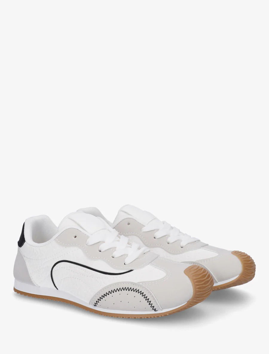 Sneakers texturés effet nubuck - Blanc - Image 4