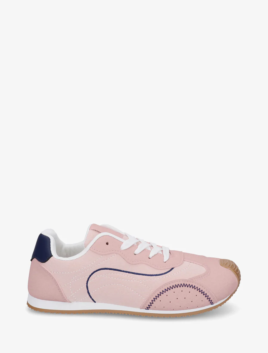 Sneakers texturés effet nubuck - Rose