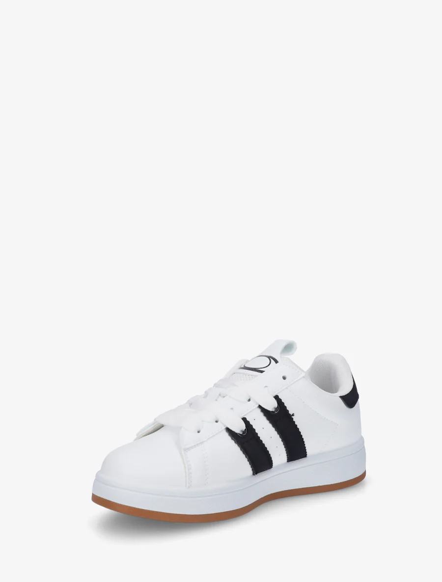 Sneakers unies à bandes contrastantes - Blanc - Image 3