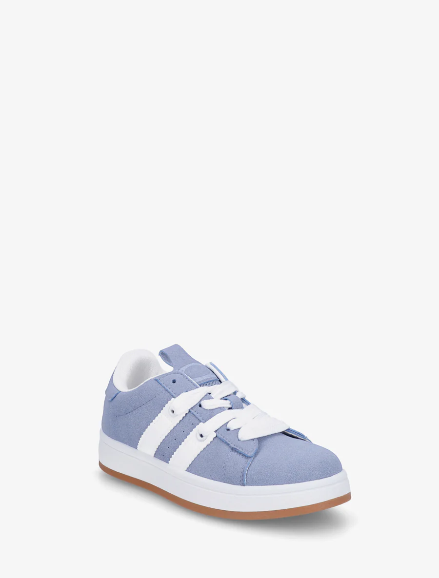 Sneakers unies à bandes contrastantes - Bleu - Image 2