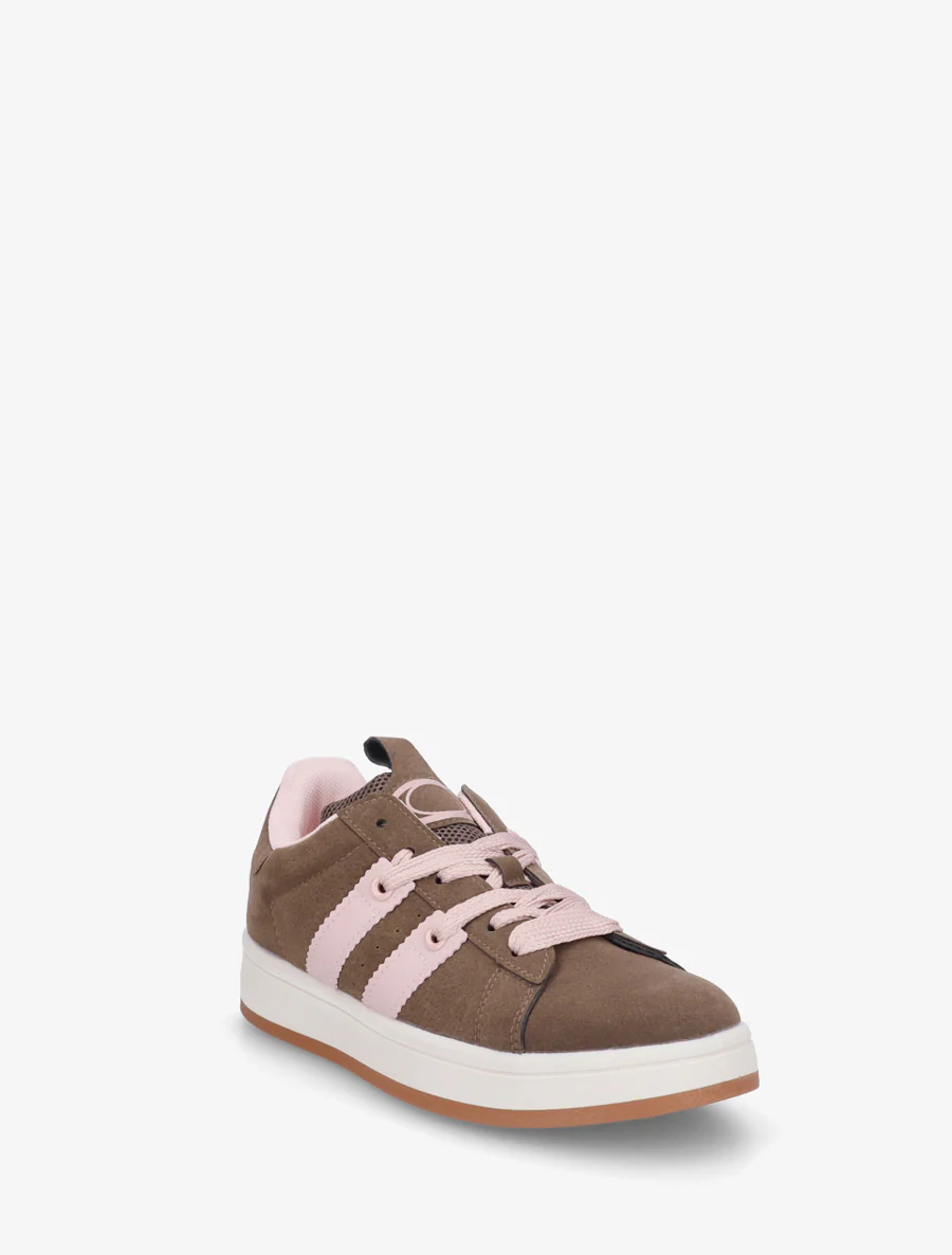 Sneakers unies à bandes contrastantes - Marron - Image 2