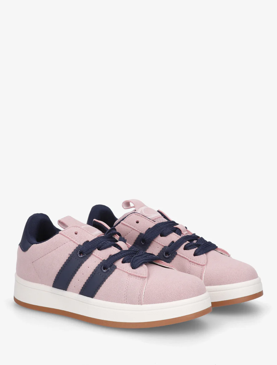 Sneakers unies à bandes contrastantes - Vieux rose - Image 4