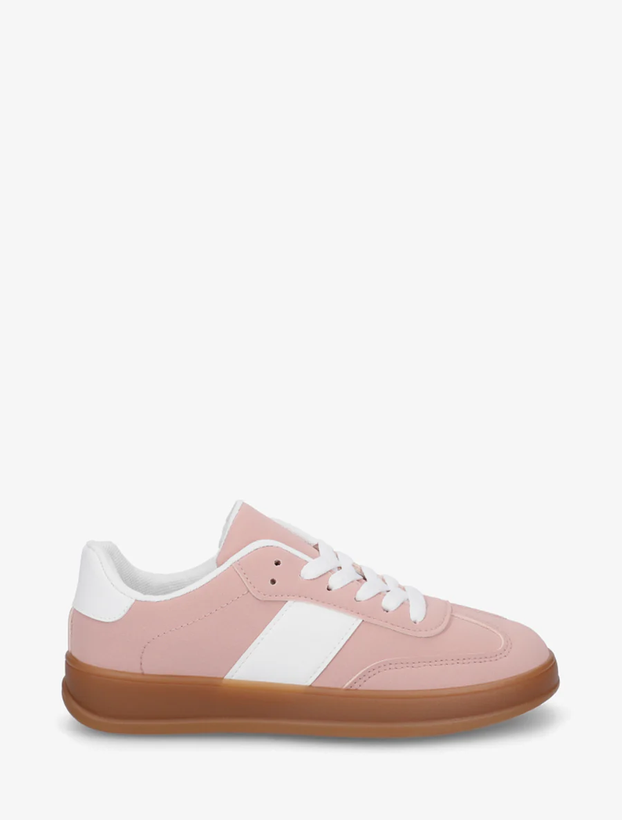 Sneakers unies à semelle caoutchouc - Rose