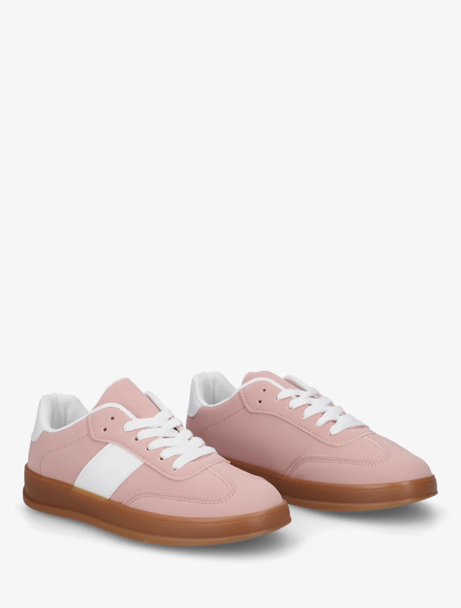 Sneakers unies à semelle caoutchouc - Rose - Image 4