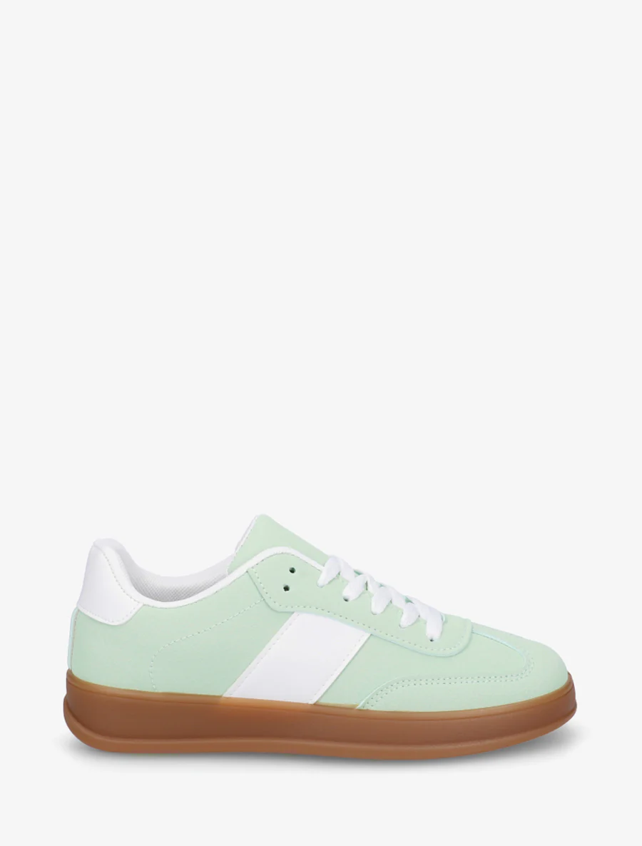 Sneakers unies à semelle caoutchouc - Vert d'eau