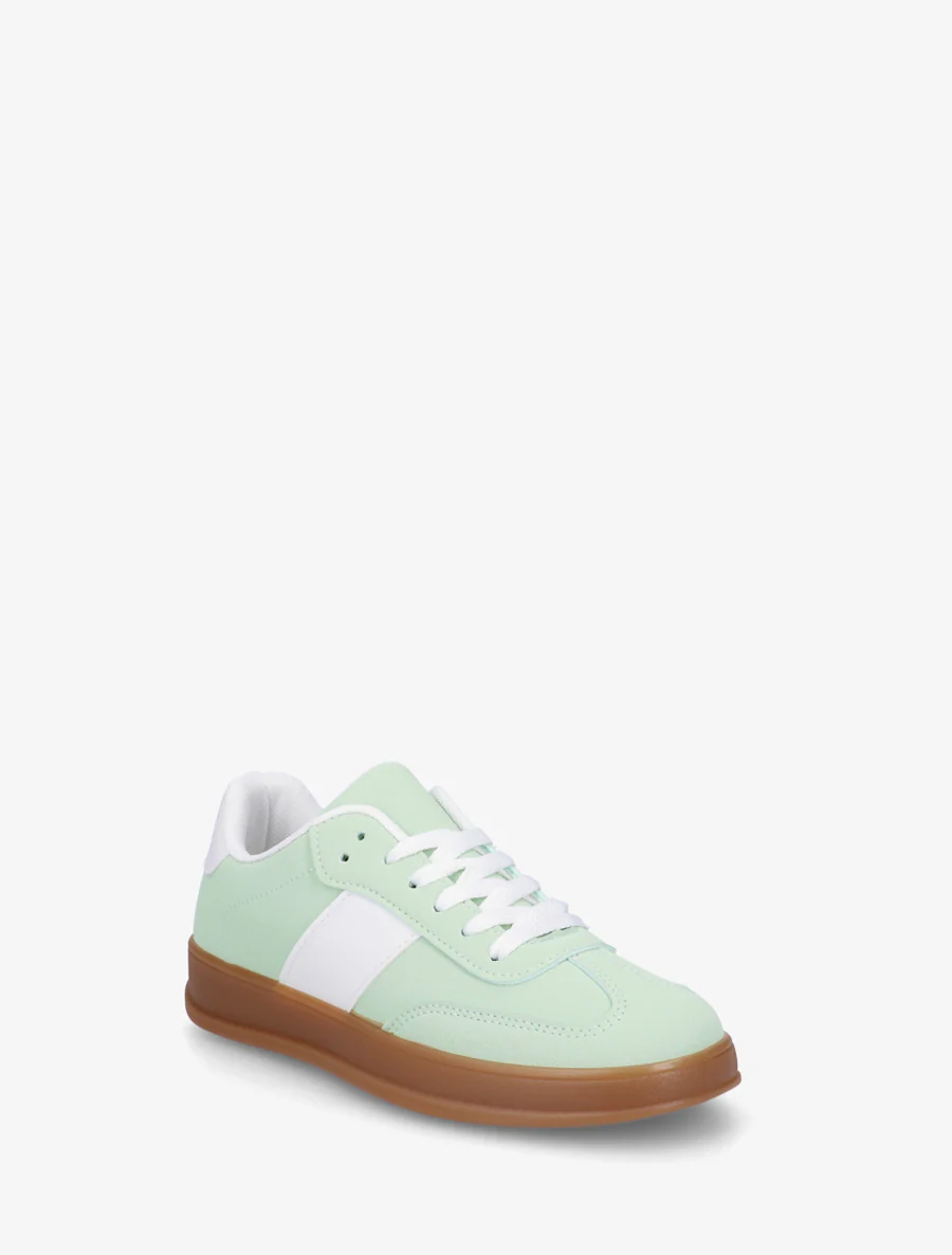 Sneakers unies à semelle caoutchouc - Vert d'eau - Image 2