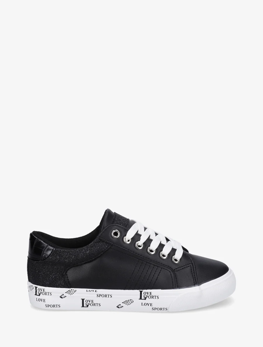 Sneakers unies à semelle floqué - Noir