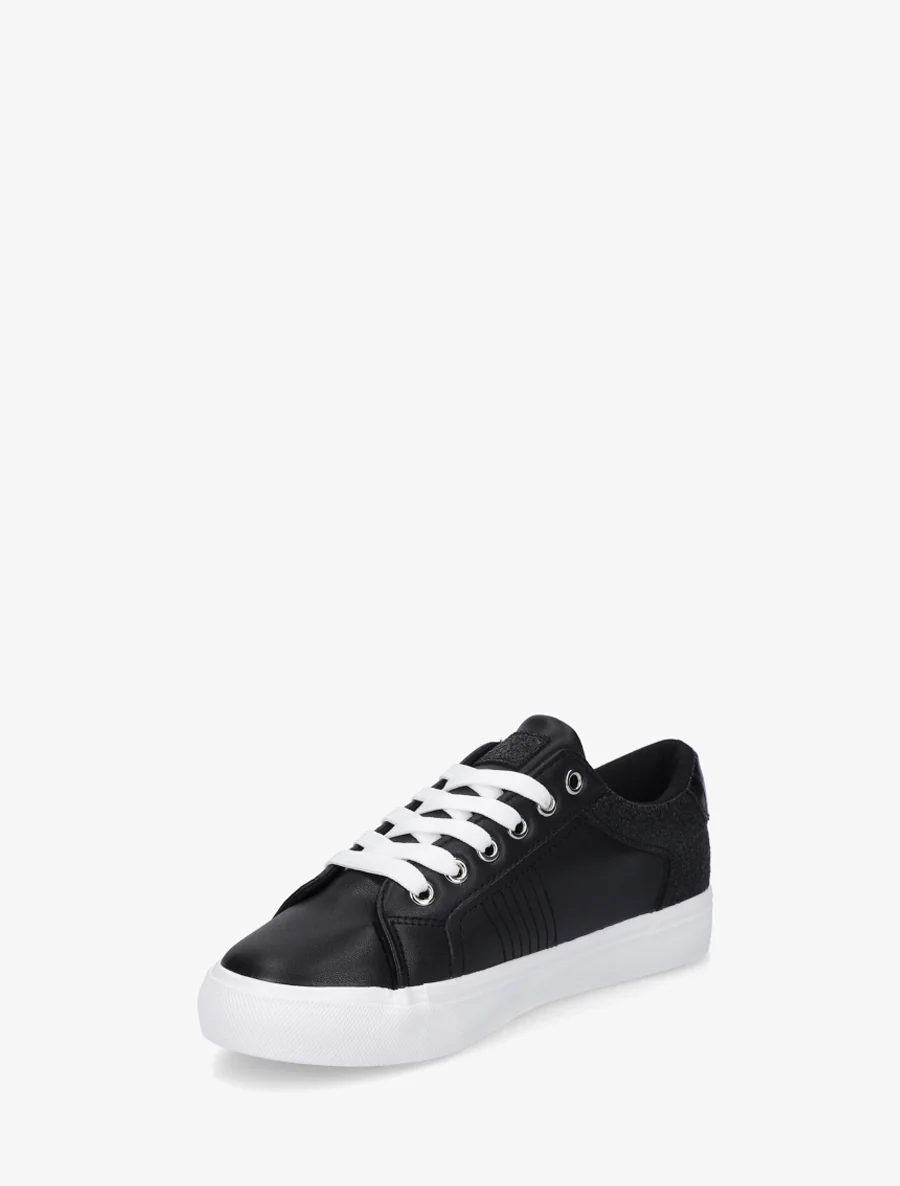 Sneakers unies à semelle floqué - Noir - Image 3