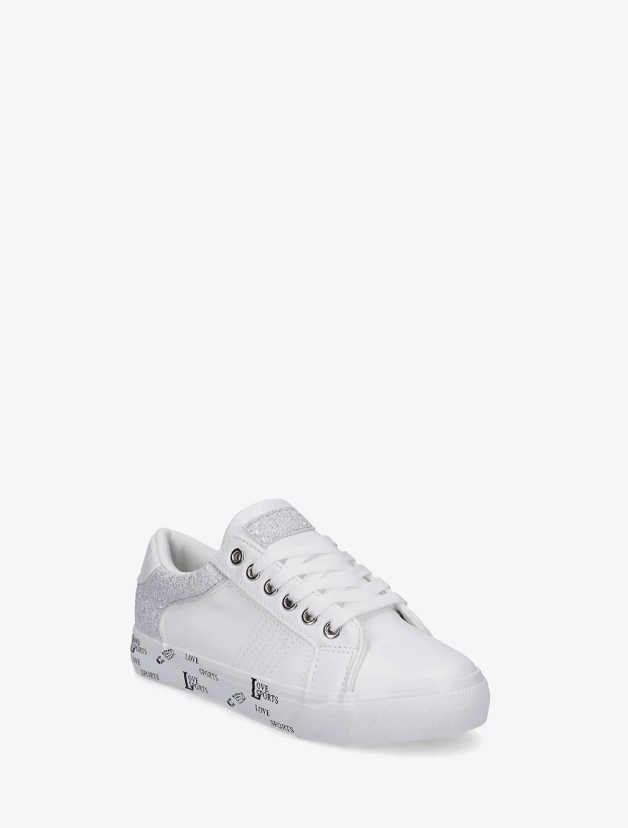 Sneakers unies à semelle floqué - Argent - Image 2