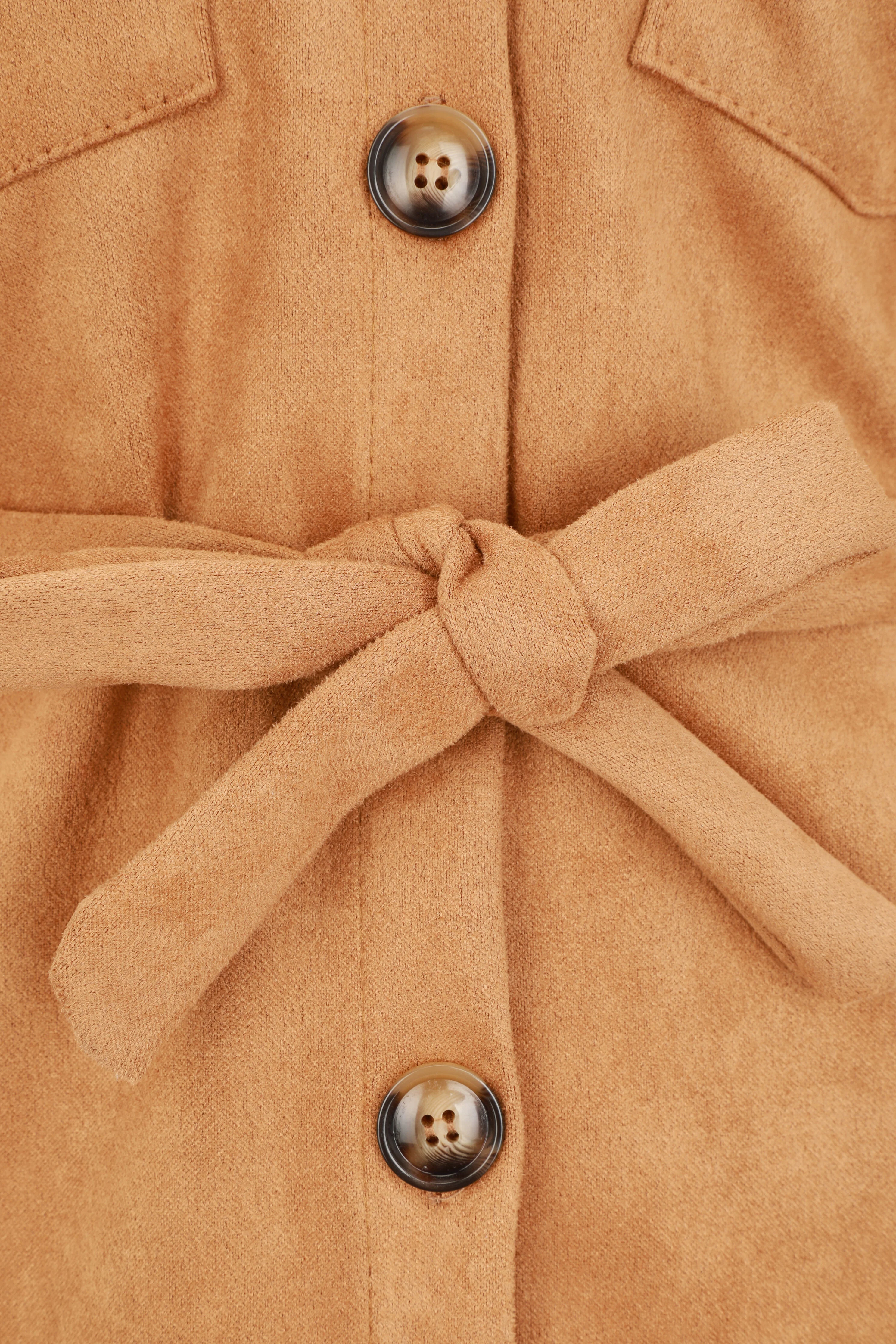Surchemise uni en suédine - Camel - Image 3