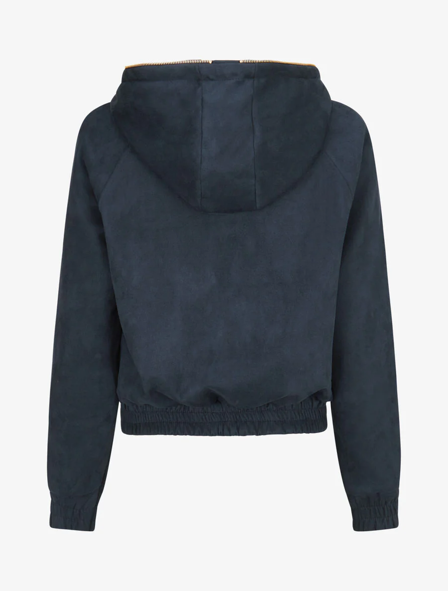 Sweat en suédine à bords zippés - Marine - Image 2