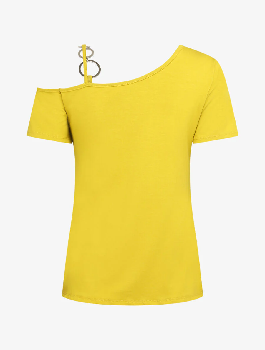 T-shirt à col rond à anneaux - Jaune - Image 2