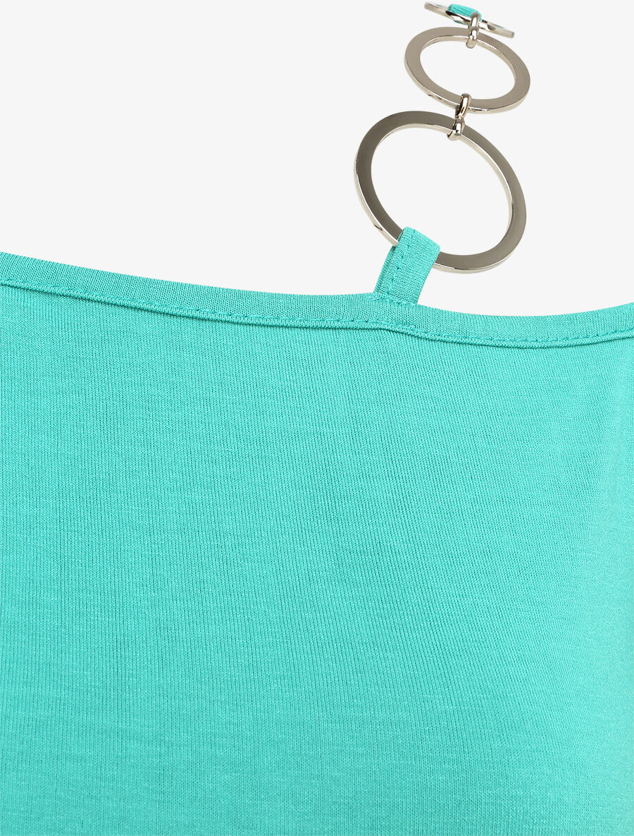 T-shirt à col rond à anneaux - Turquoise - Image 3