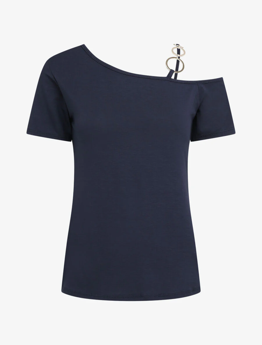 T-shirt à col rond à anneaux - Marine